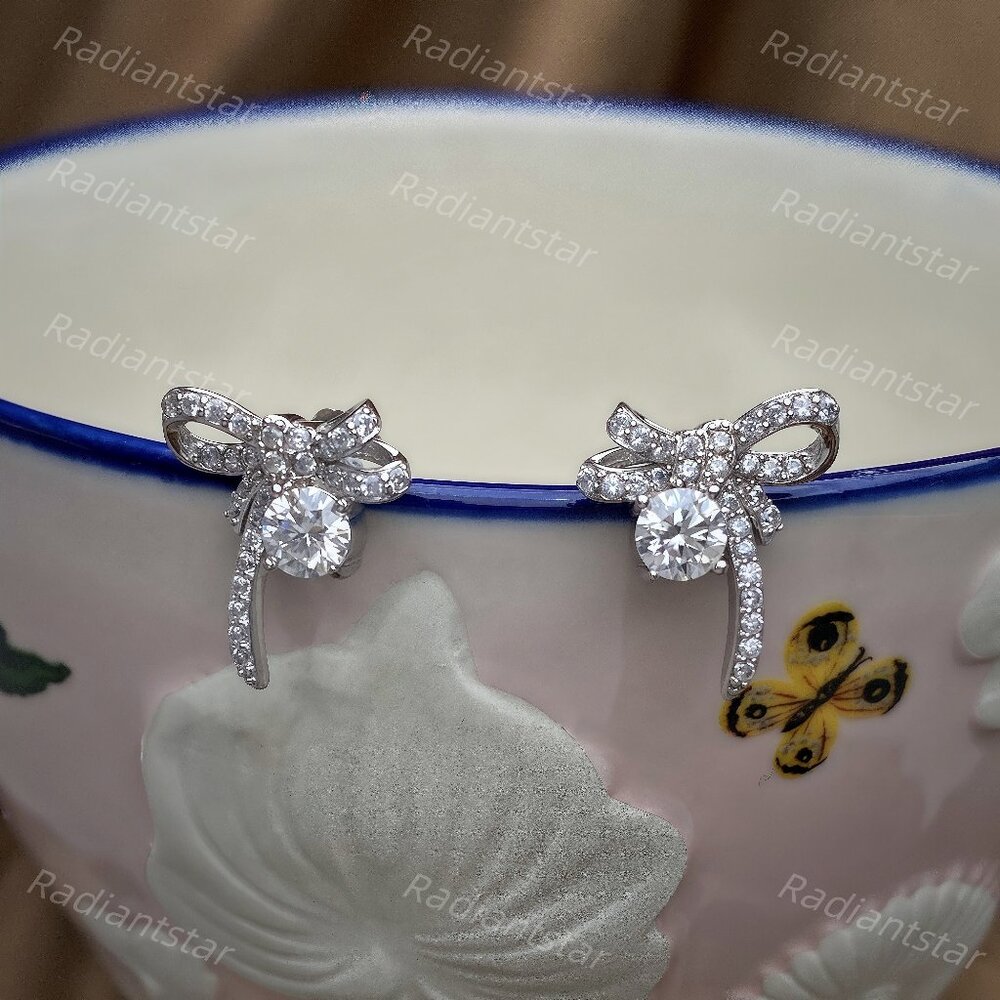 NEW Certified 1ct. t.w. Moissanite Bow Knot Earrings